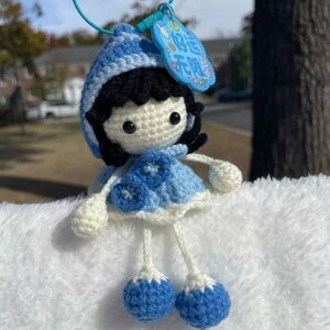 Handmade Crochet Cute Doll with Hanging Feet, Keychain for Bag or Keys